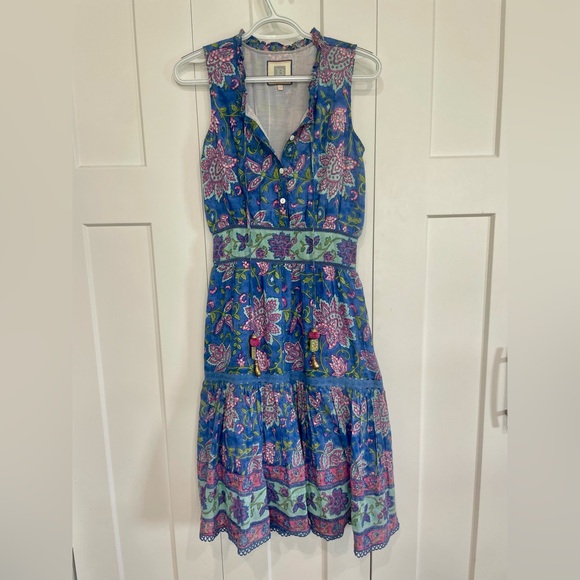 BELL by ALICIA BELL Sz XS Silk Cotton Tassel Midi Dress Boho